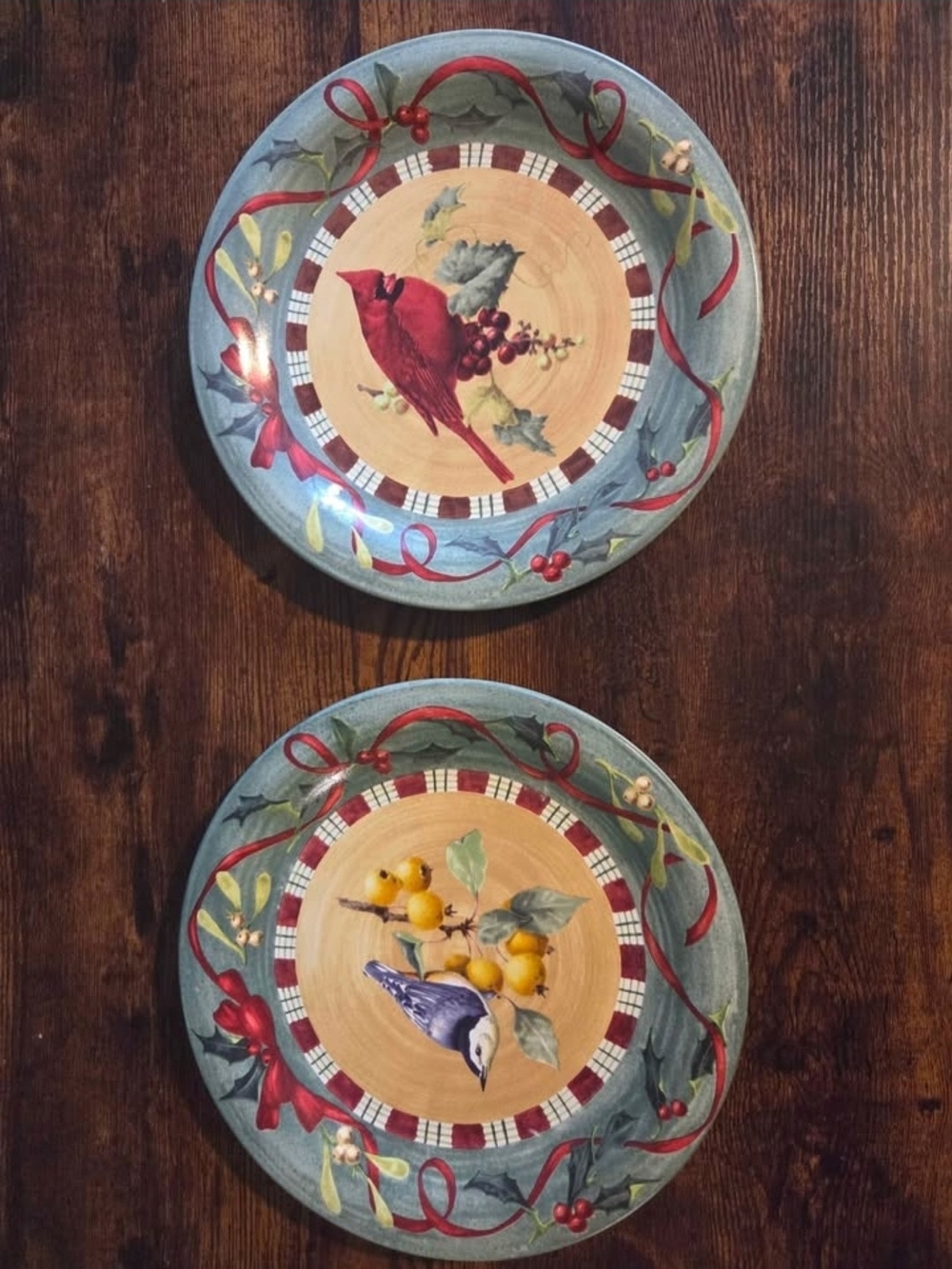 Lenox Decorative Holiday Bird Plates in Red, Blue, Green, Yellow